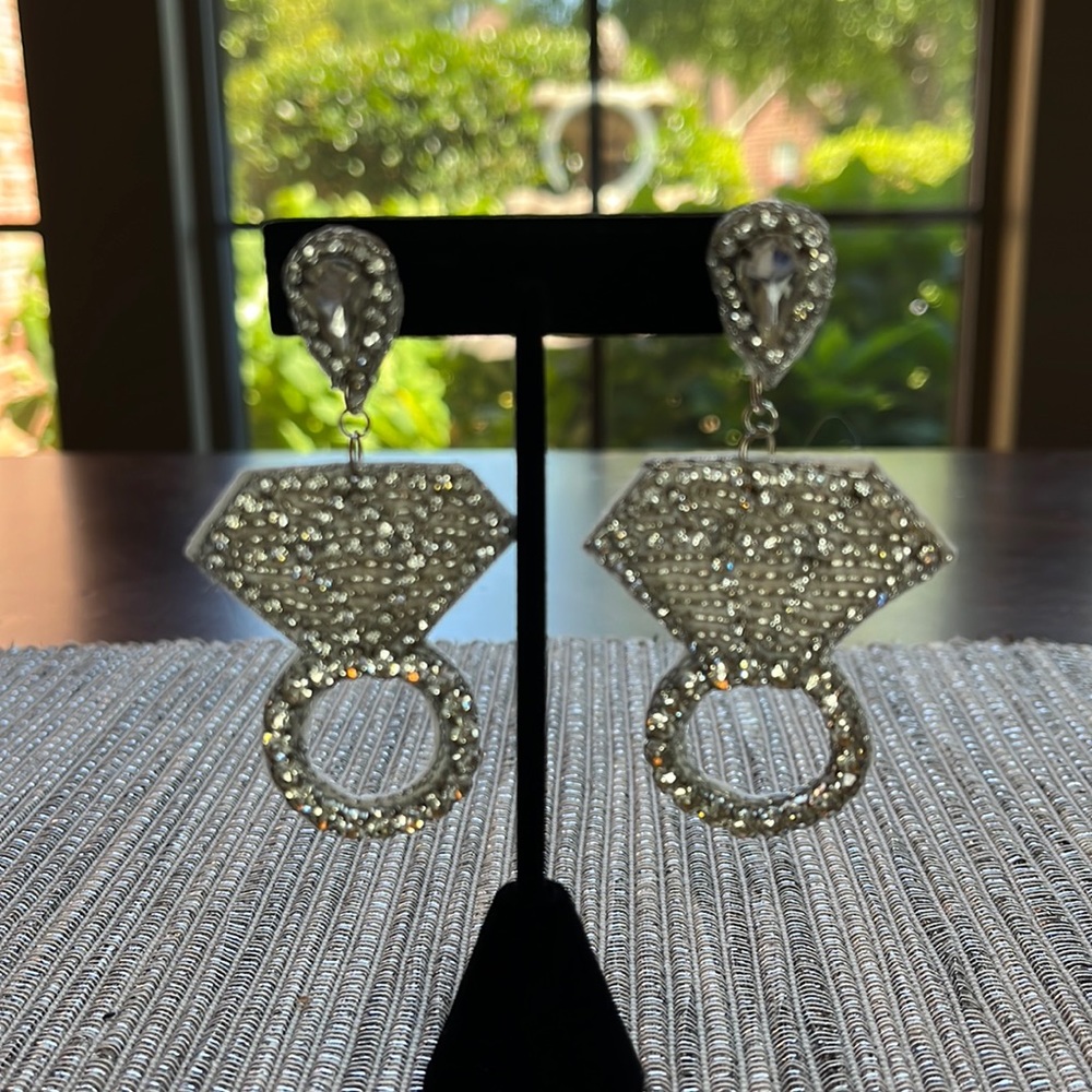 Beaded Bridal Ring Earrings